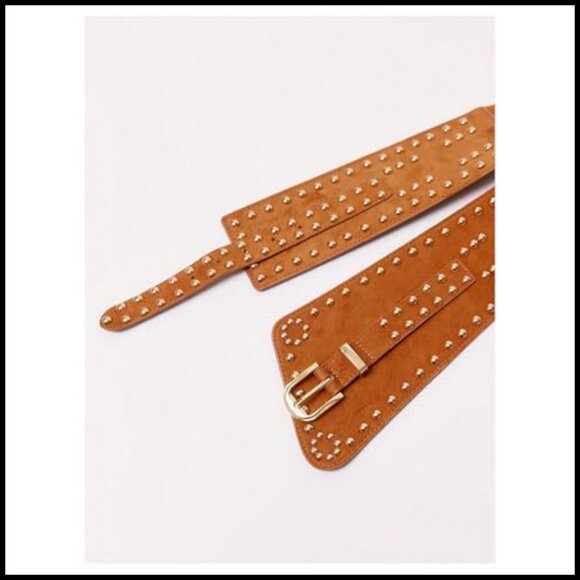 Faux Suede Western Belt Rivet Studded Y2K Chic Cowgirl Wide Waist Belt main image 4